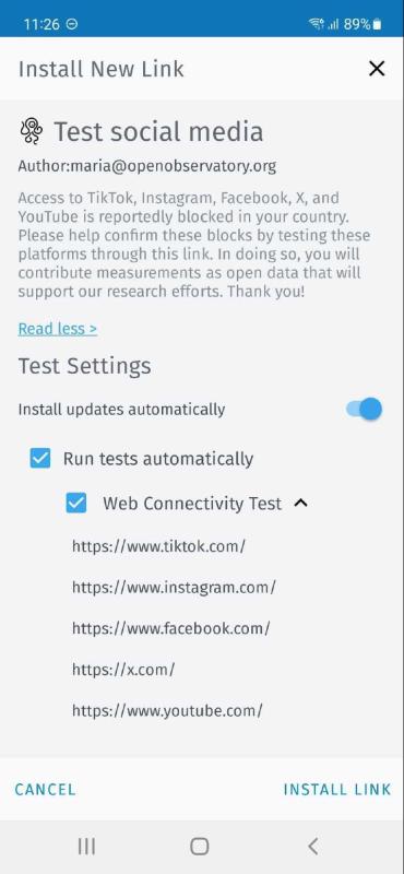 OONI Run page mobile OONI Run page mobile